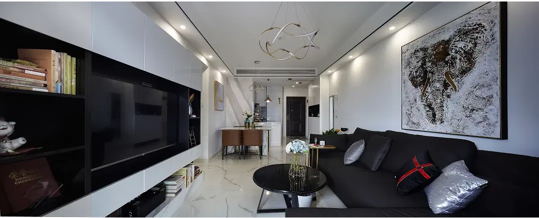 A renovated open-plan living and dining area